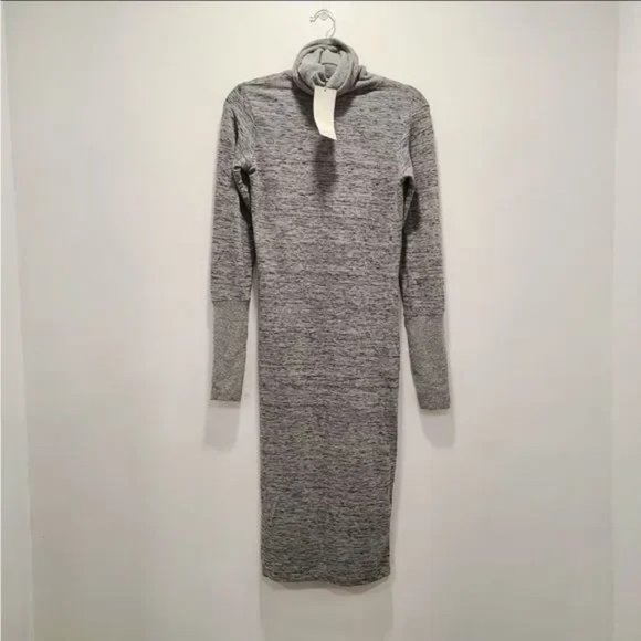 NWT ZARA Women MIDI Turtleneck Knit Pullover Dress in Heather Grey - Picture 7 of 11